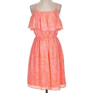 Lilly Pulitzer 2XL Tiered Flounce Dress Giraffing Me Crazy Sundress Womens Coral